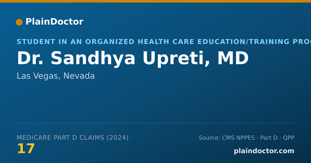 Shareable card for Sandhya Upreti, MD - Student in an Organized Health Care Education/Training Program, Las Vegas, NV