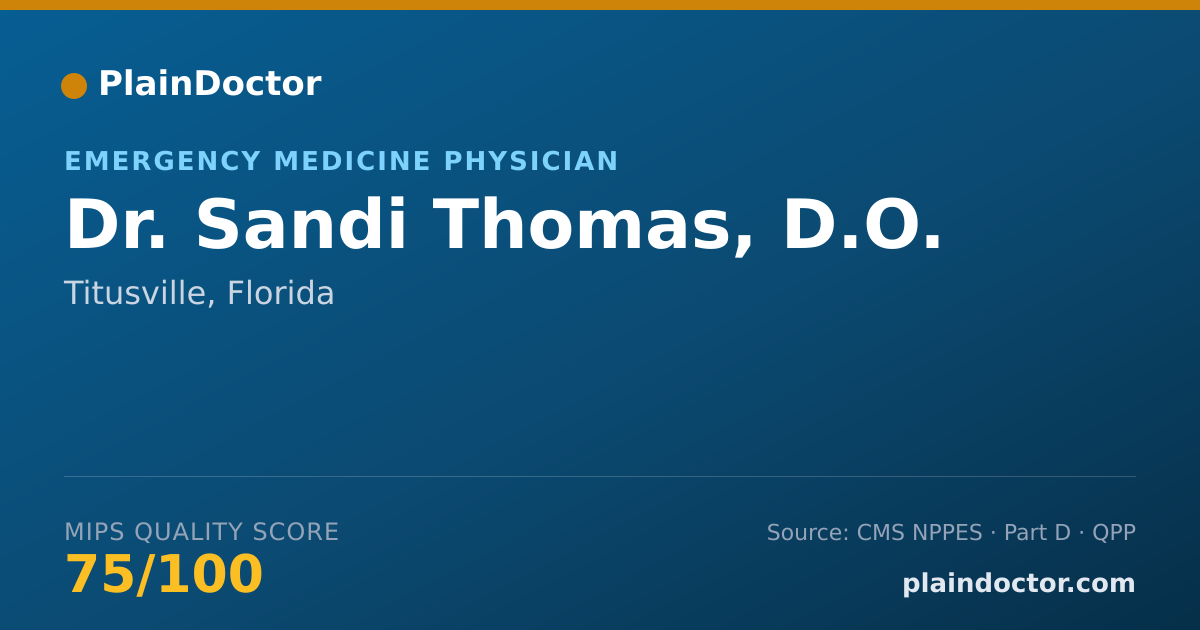 Shareable card for Sandi Thomas, D.O. - Emergency Medicine Physician, Titusville, FL