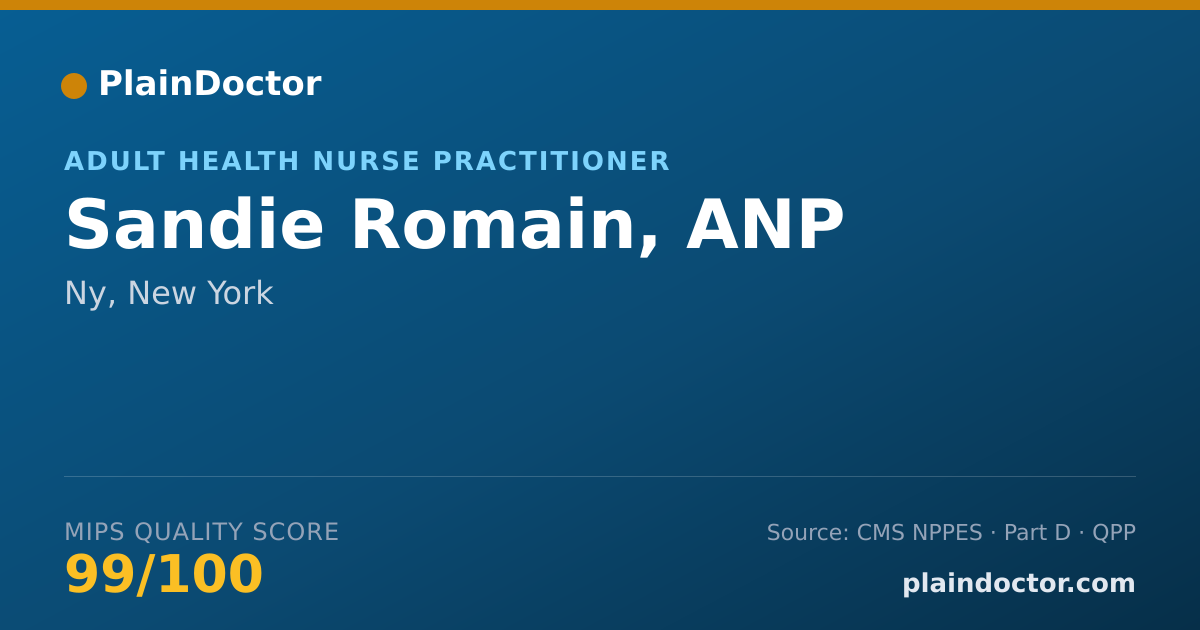 Shareable card for Sandie Romain, ANP - Adult Health Nurse Practitioner, Ny, NY