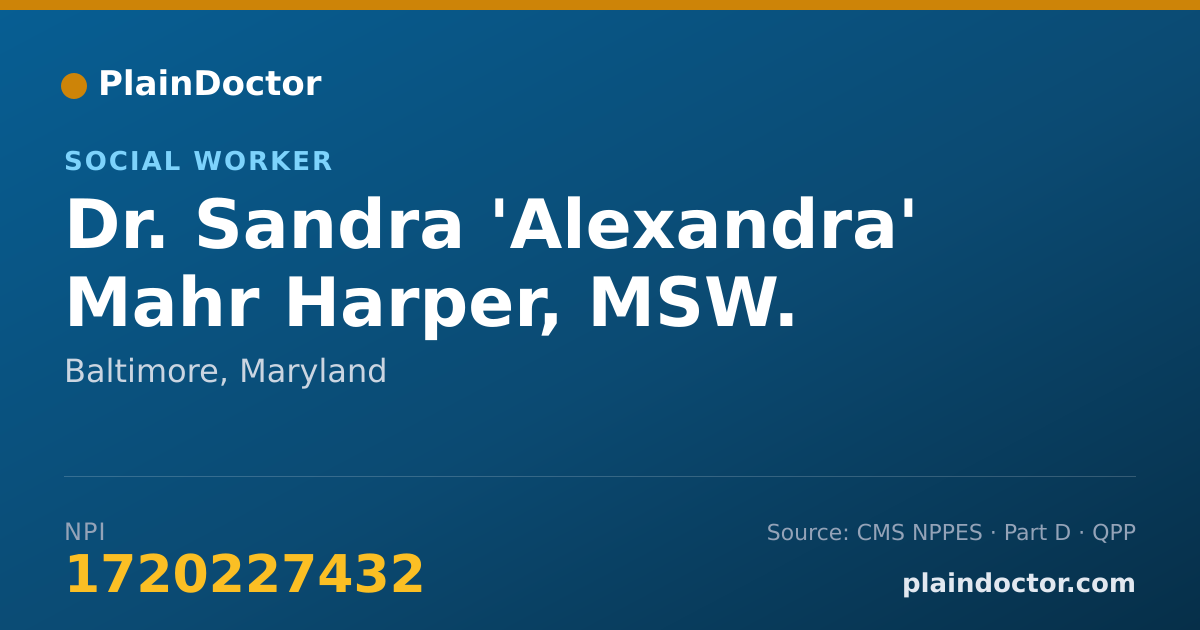 Shareable card for Sandra 'Alexandra' Mahr Harper, MSW. LCSW-C - Social Worker, Baltimore, MD