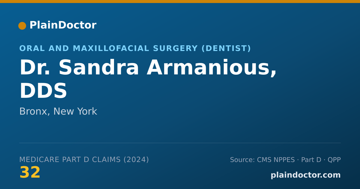 Shareable card for Sandra Armanious, DDS - Oral and Maxillofacial Surgery (Dentist), Bronx, NY