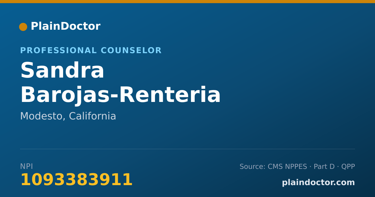 Shareable card for Sandra Barojas-Renteria - Professional Counselor, Modesto, CA