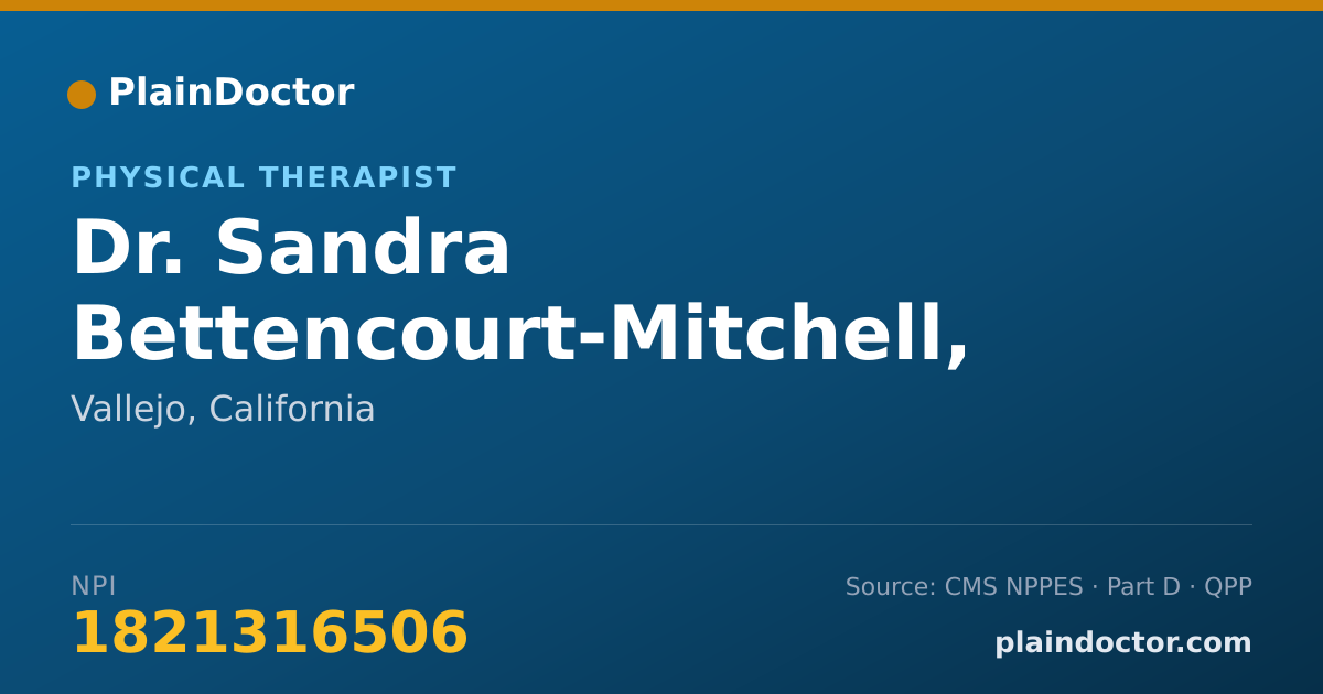 Shareable card for Sandra Bettencourt-Mitchell, DPT - Physical Therapist, Vallejo, CA