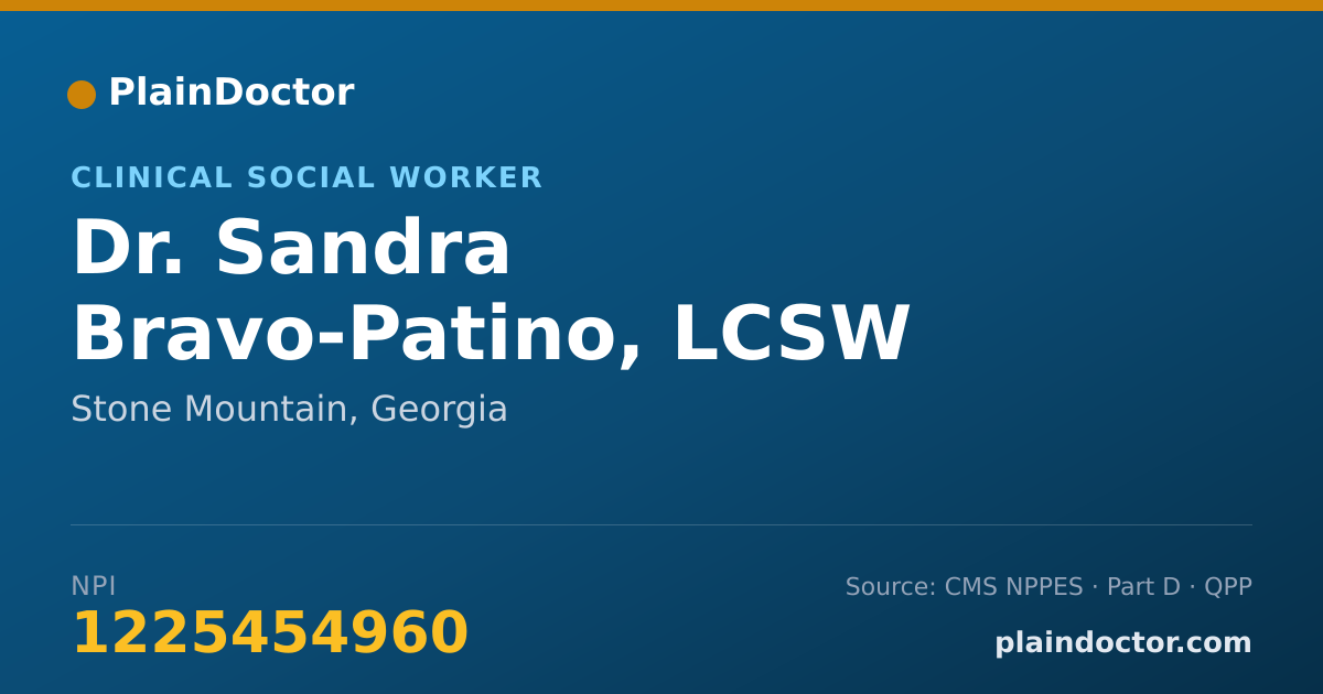 Shareable card for Sandra Bravo-Patino, LCSW - Clinical Social Worker, Stone Mountain, GA