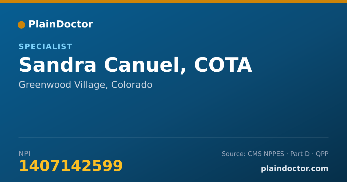 Shareable card for Sandra Canuel, COTA - Specialist, Greenwood Village, CO