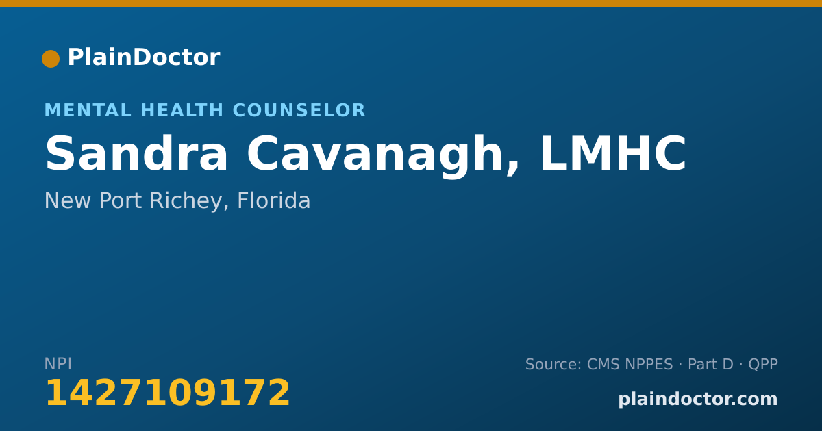 Shareable card for Sandra Cavanagh, LMHC - Mental Health Counselor, New Port Richey, FL