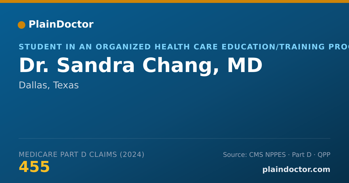 Shareable card for Sandra Chang, MD - Student in an Organized Health Care Education/Training Program, Dallas, TX
