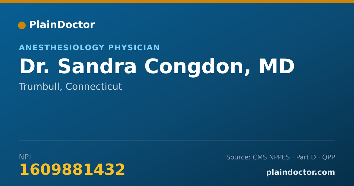 Shareable card for Sandra Congdon, MD - Anesthesiology Physician, Trumbull, CT