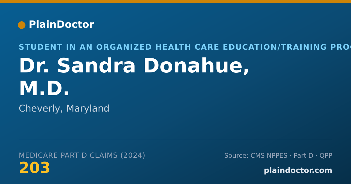 Shareable card for Sandra Donahue, M.D. - Student in an Organized Health Care Education/Training Program, Cheverly, MD