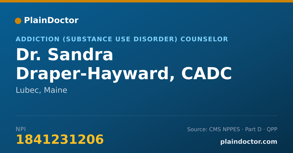 Shareable card for Sandra Draper-Hayward, CADC - Addiction (Substance Use Disorder) Counselor, Lubec, ME