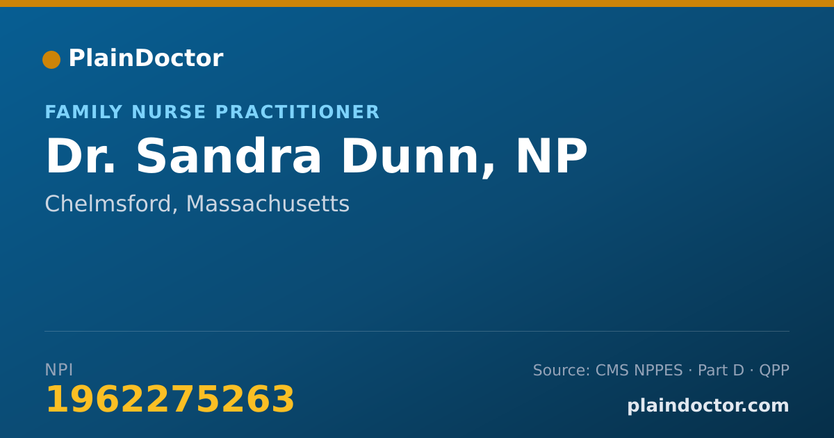 Shareable card for Sandra Dunn, NP - Family Nurse Practitioner, Chelmsford, MA