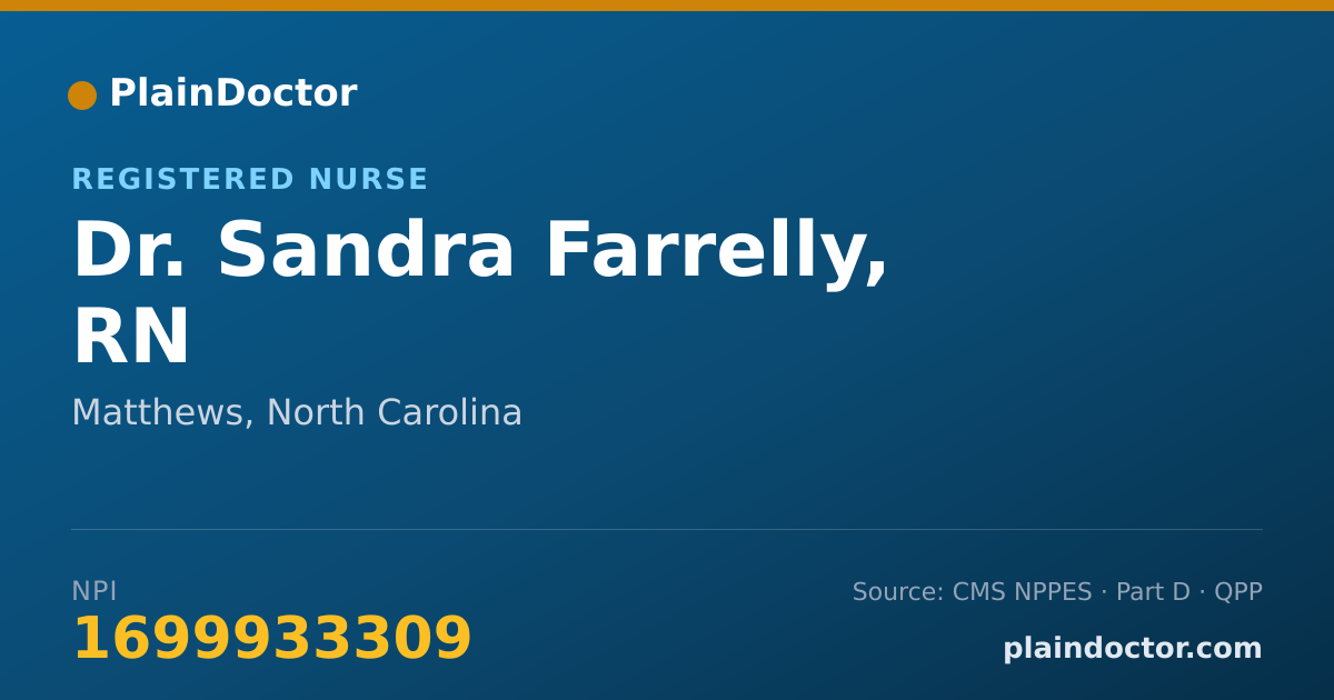 Shareable card for Sandra Farrelly, RN - Registered Nurse, Matthews, NC