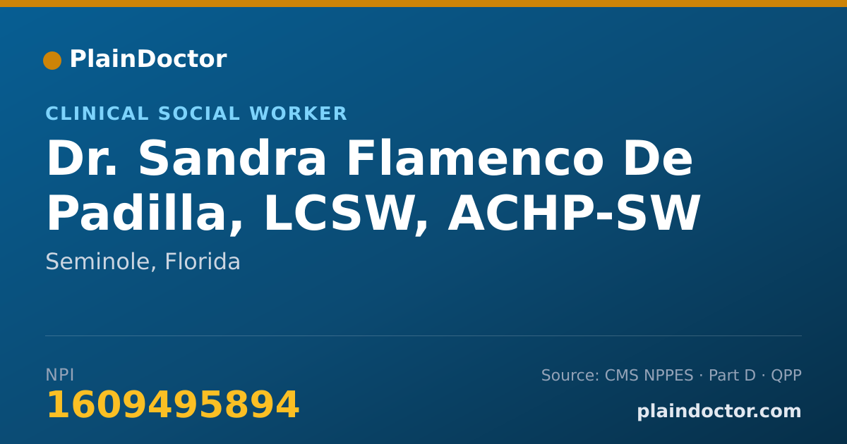 Shareable card for Sandra Flamenco De Padilla, LCSW, ACHP-SW - Clinical Social Worker, Seminole, FL