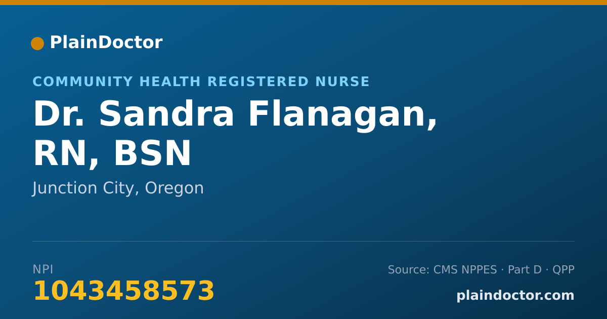 Shareable card for Sandra Flanagan, RN, BSN - Community Health Registered Nurse, Junction City, OR