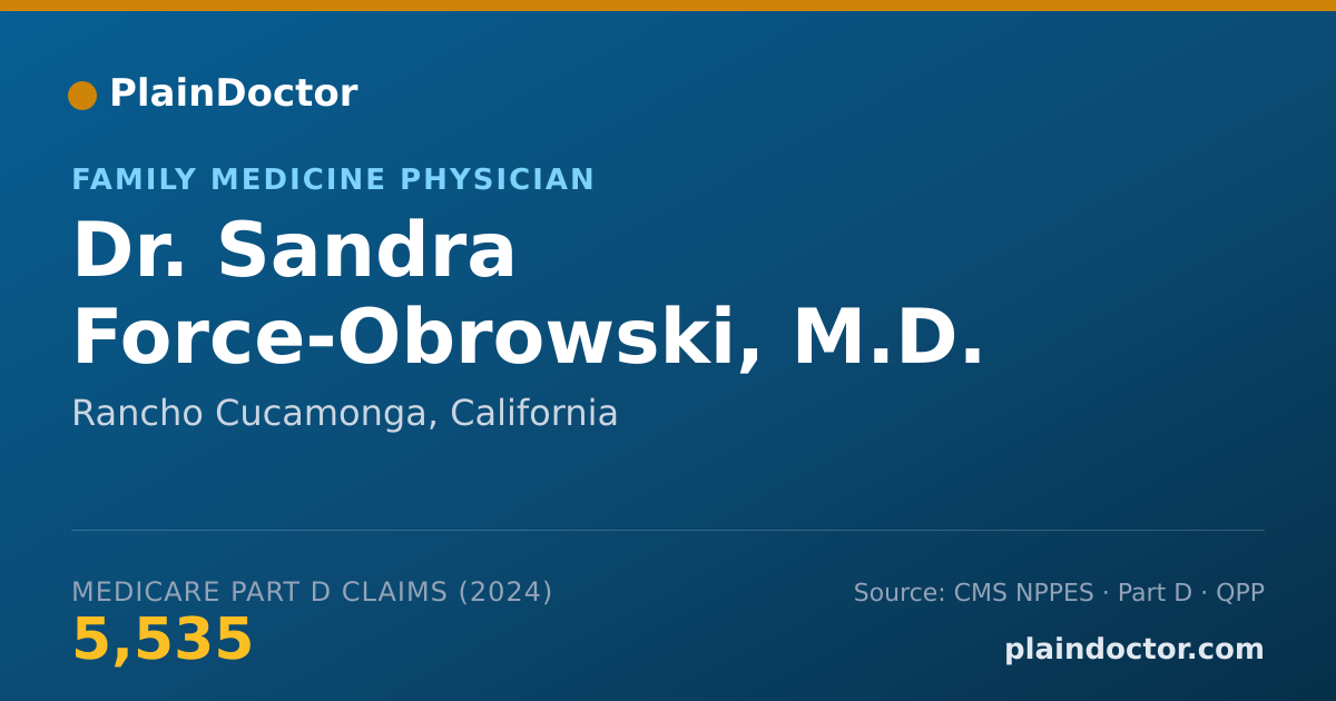 Shareable card for Sandra Force-Obrowski, M.D. - Family Medicine Physician, Rancho Cucamonga, CA