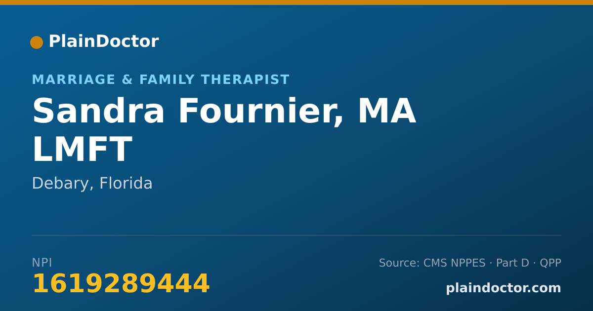 Shareable card for Sandra Fournier, MA LMFT - Marriage & Family Therapist, Debary, FL