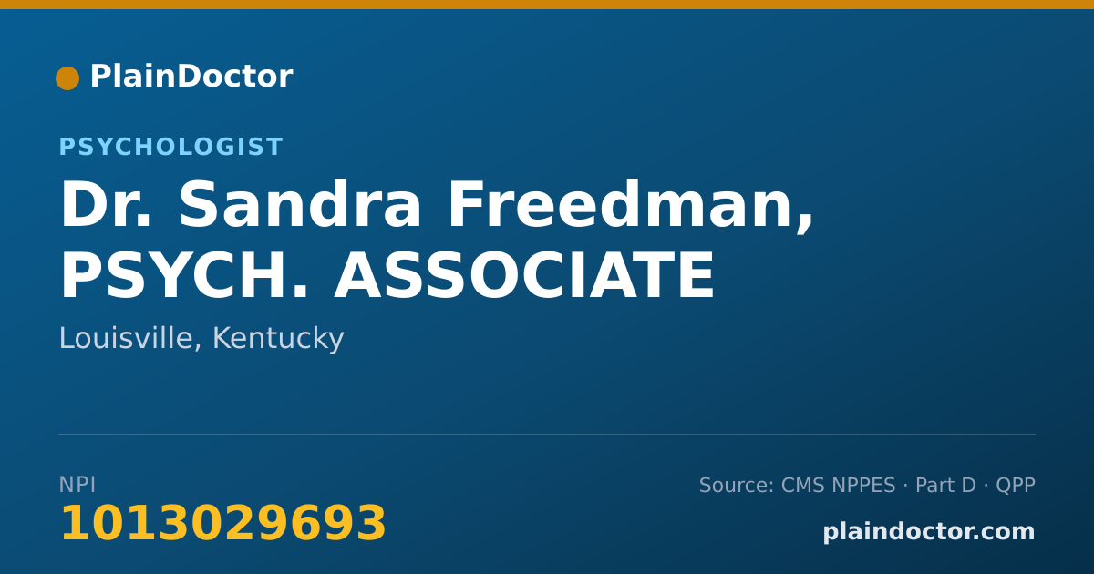 Shareable card for Sandra Freedman, PSYCH. ASSOCIATE - Psychologist, Louisville, KY