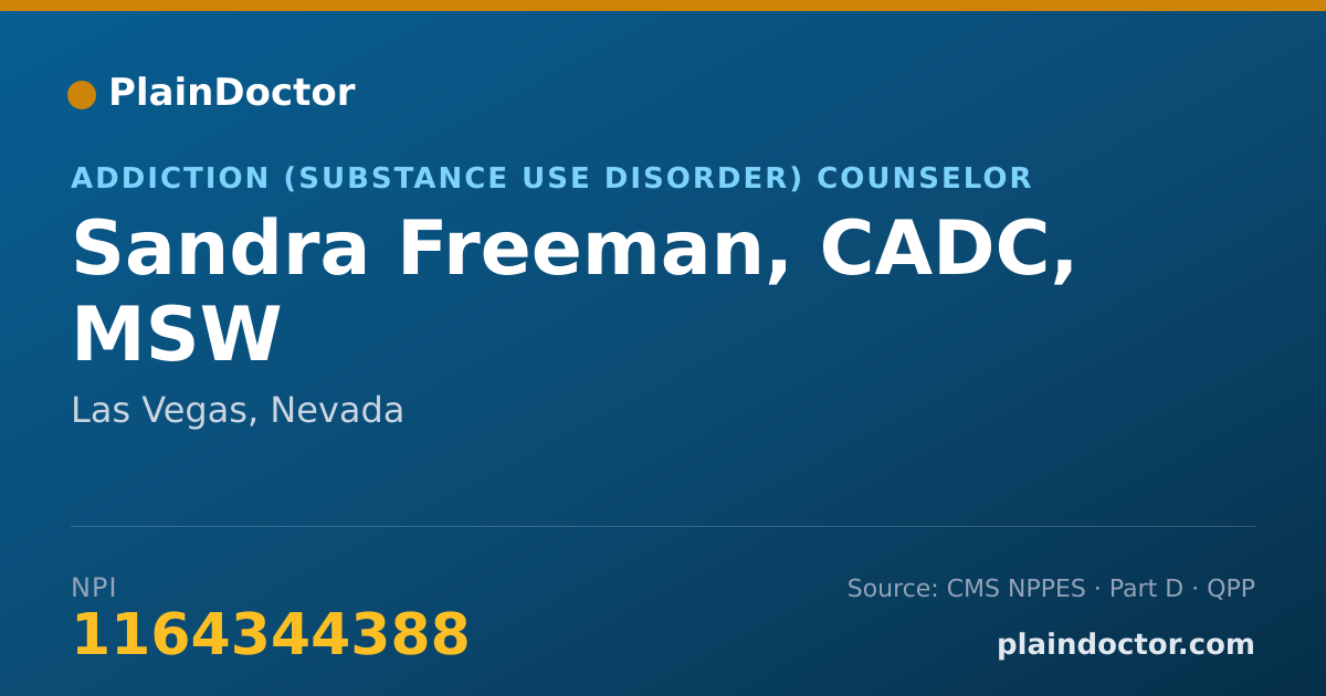 Shareable card for Sandra Freeman, CADC, MSW - Addiction (Substance Use Disorder) Counselor, Las Vegas, NV