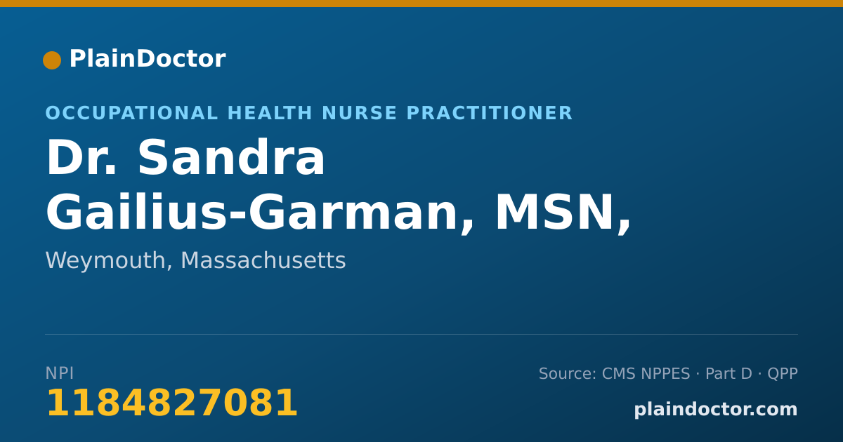 Shareable card for Sandra Gailius-Garman, MSN, RN, CS-ANP - Occupational Health Nurse Practitioner, Weymouth, MA