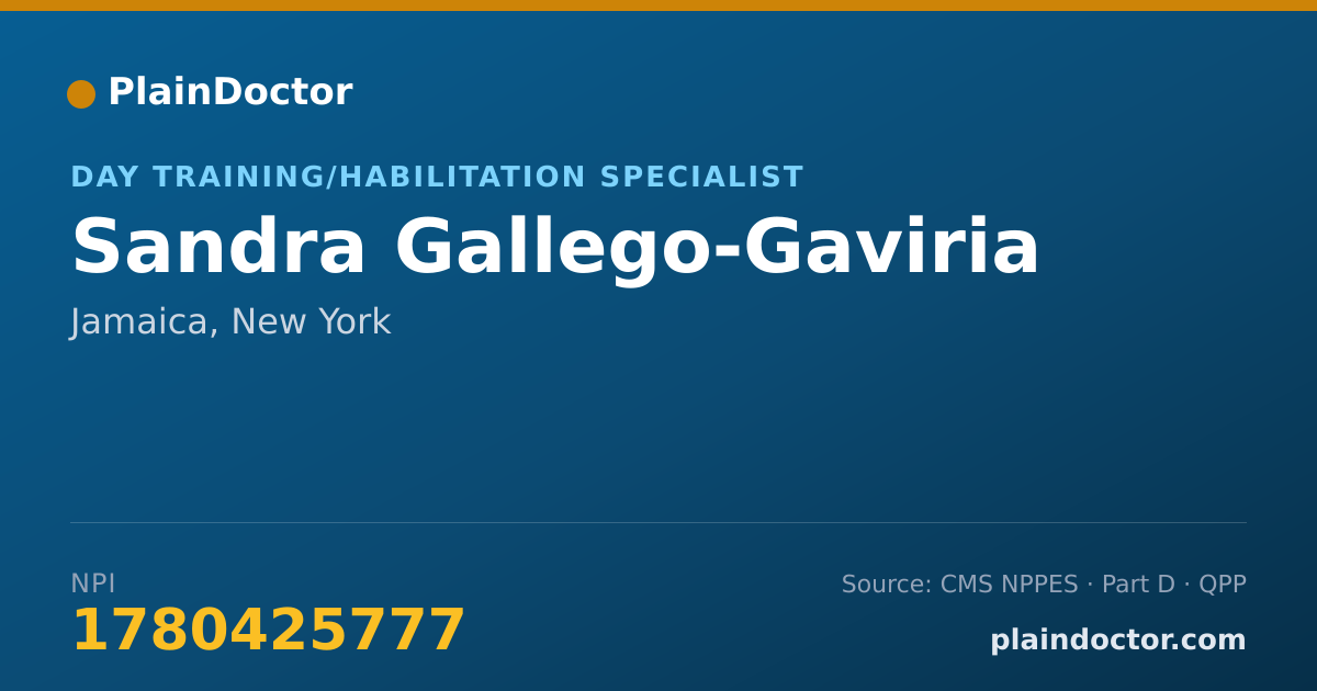Shareable card for Sandra Gallego-Gaviria - Day Training/Habilitation Specialist, Jamaica, NY