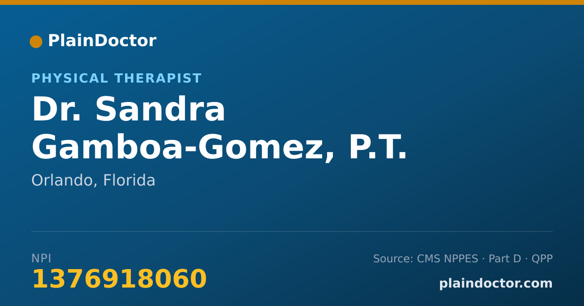 Shareable card for Sandra Gamboa-Gomez, P.T. - Physical Therapist, Orlando, FL