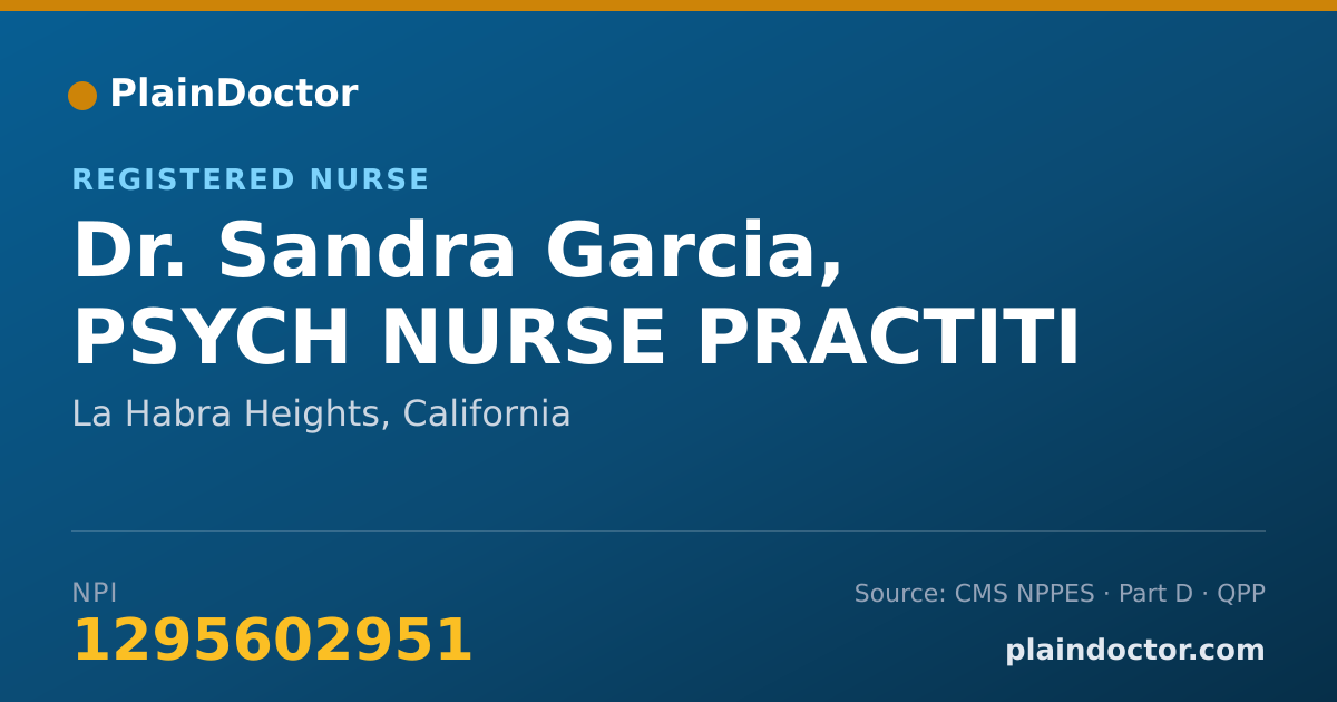 Shareable card for Sandra Garcia, PSYCH NURSE PRACTITI - Registered Nurse, La Habra Heights, CA