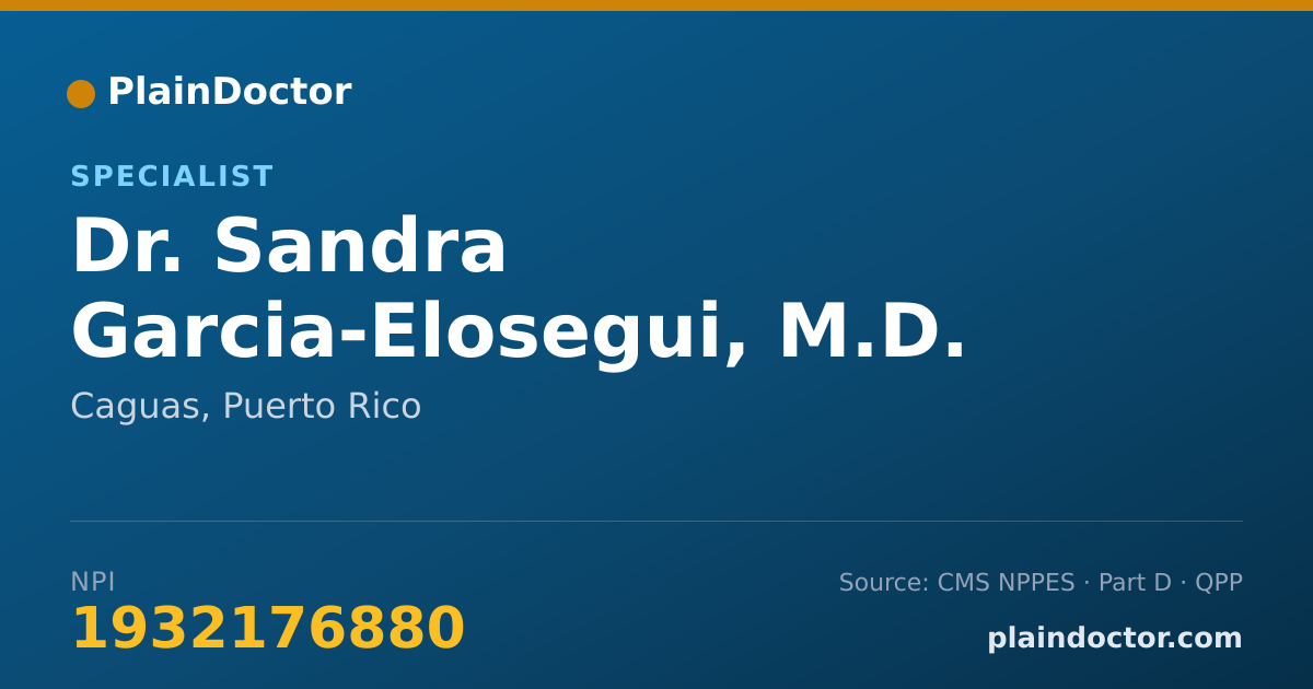 Shareable card for Sandra Garcia-Elosegui, M.D. - Specialist, Caguas, PR