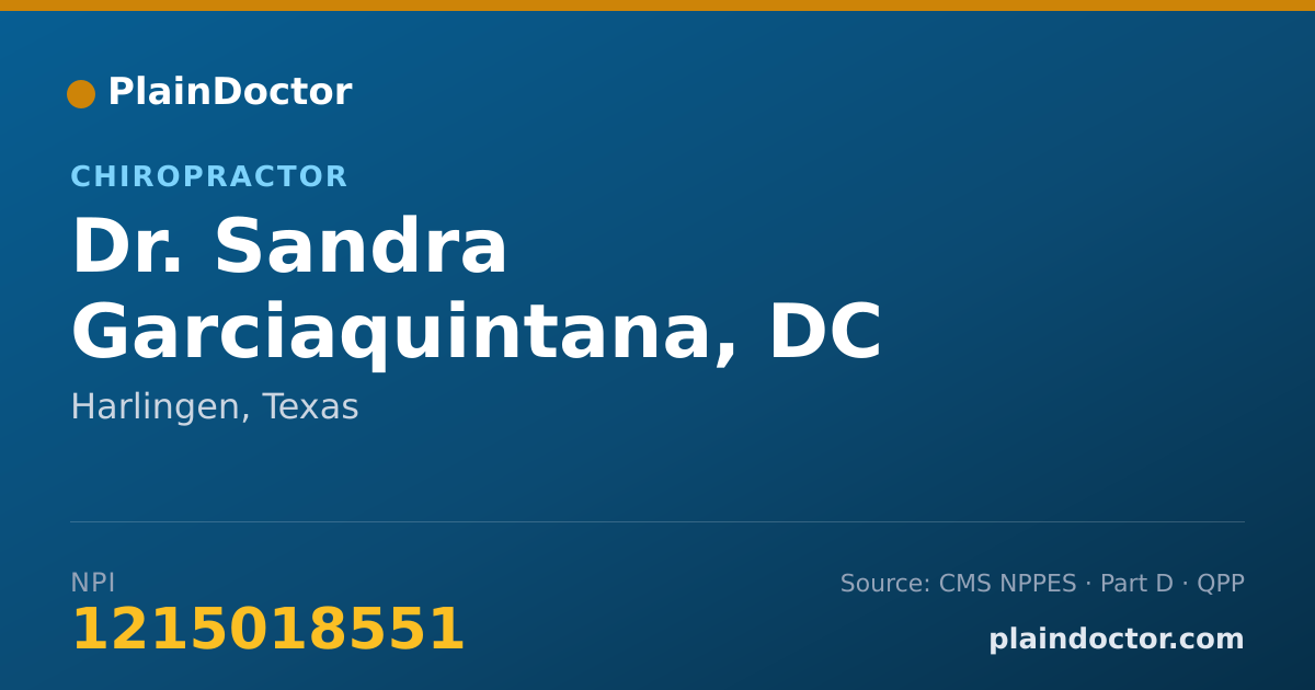 Shareable card for Sandra Garciaquintana, DC - Chiropractor, Harlingen, TX