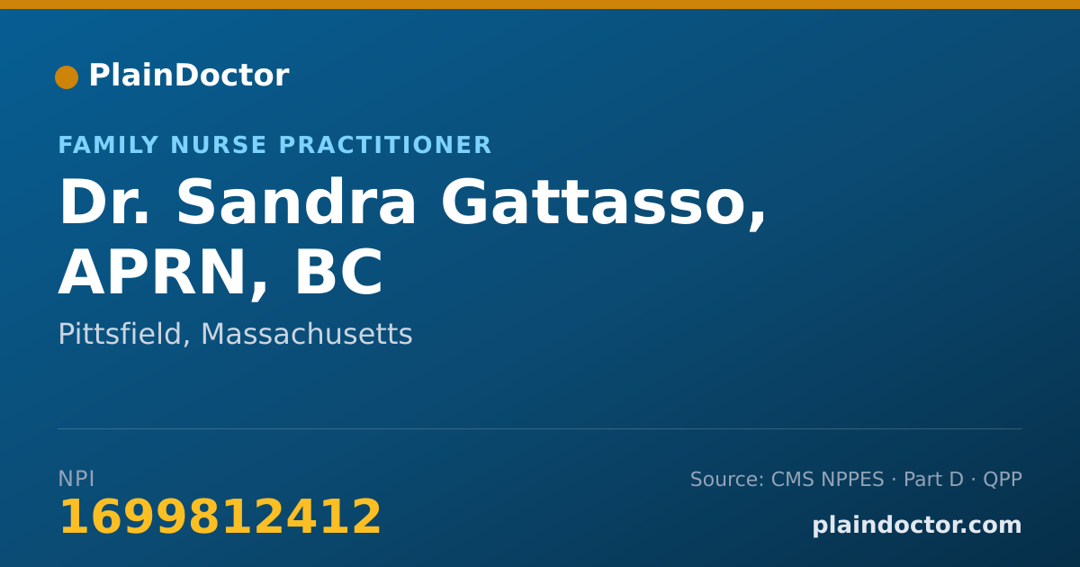 Shareable card for Sandra Gattasso, APRN, BC - Family Nurse Practitioner, Pittsfield, MA