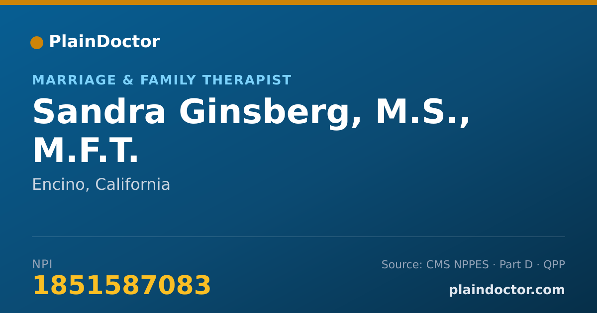 Shareable card for Sandra Ginsberg, M.S., M.F.T. - Marriage & Family Therapist, Encino, CA