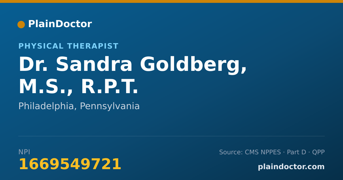 Shareable card for Sandra Goldberg, M.S., R.P.T. - Physical Therapist, Philadelphia, PA