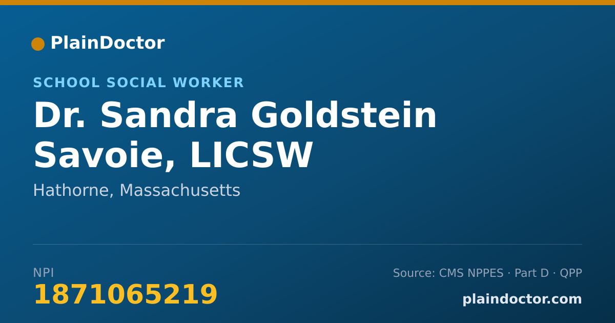 Shareable card for Sandra Goldstein Savoie, LICSW - School Social Worker, Hathorne, MA