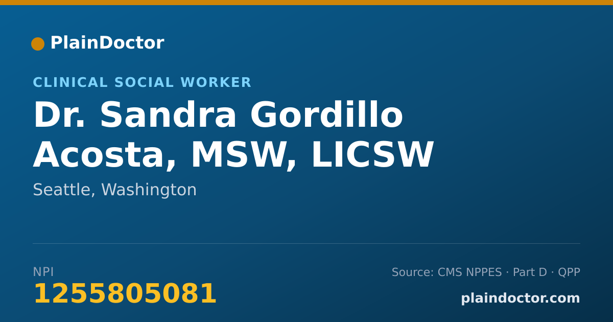 Shareable card for Sandra Gordillo Acosta, MSW, LICSW - Clinical Social Worker, Seattle, WA