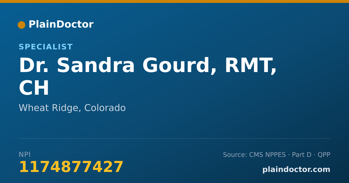 Shareable card for Sandra Gourd, RMT, CH - Specialist, Wheat Ridge, CO