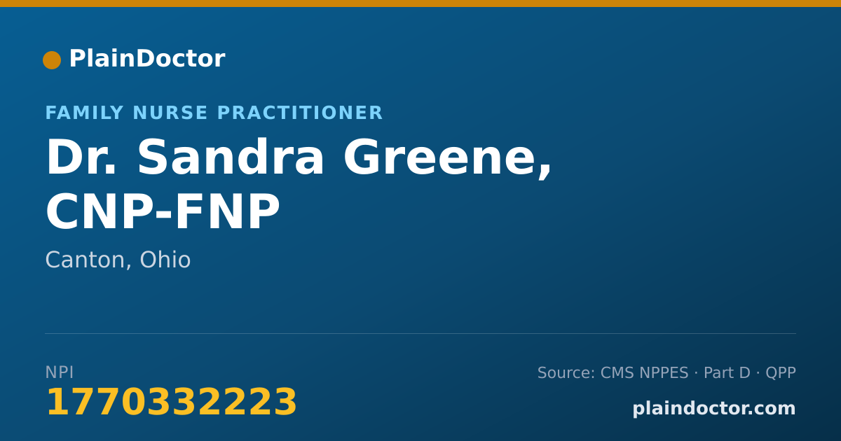 Shareable card for Sandra Greene, CNP-FNP - Family Nurse Practitioner, Canton, OH