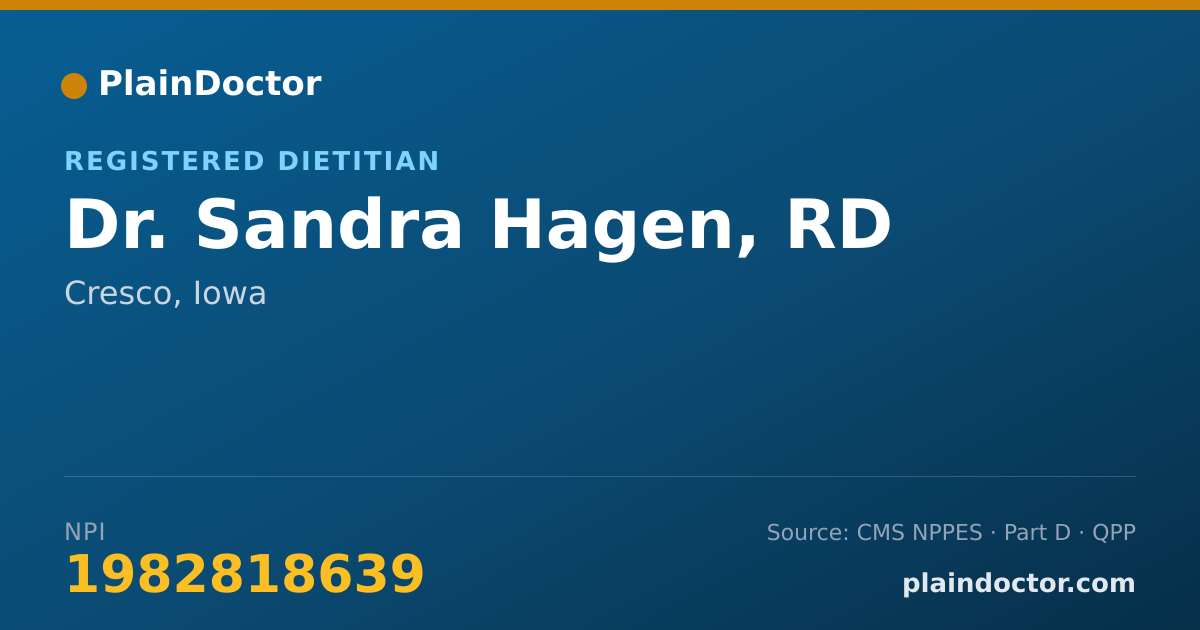Shareable card for Sandra Hagen, RD - Registered Dietitian, Cresco, IA