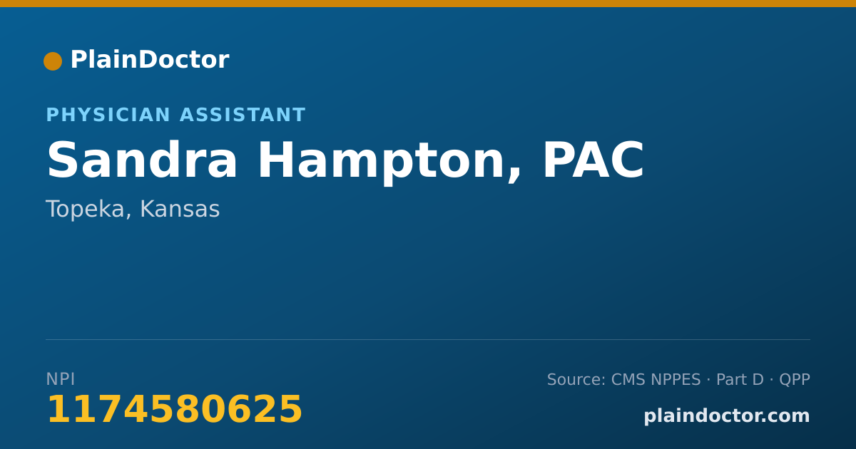 Shareable card for Sandra Hampton, PAC - Physician Assistant, Topeka, KS