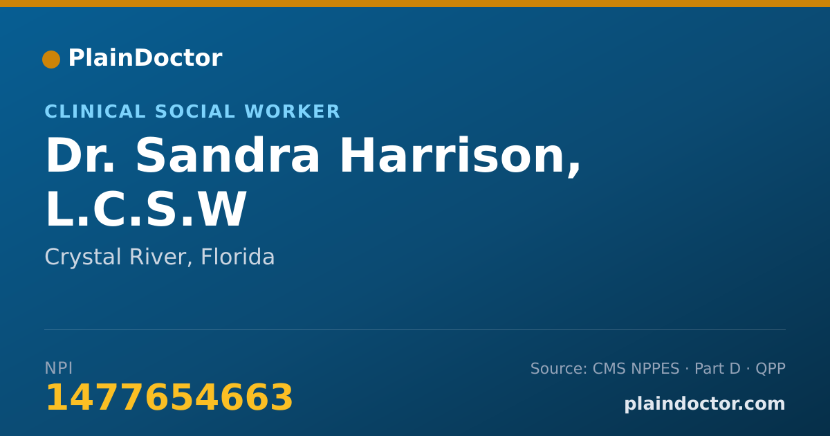 Shareable card for Sandra Harrison, L.C.S.W - Clinical Social Worker, Crystal River, FL