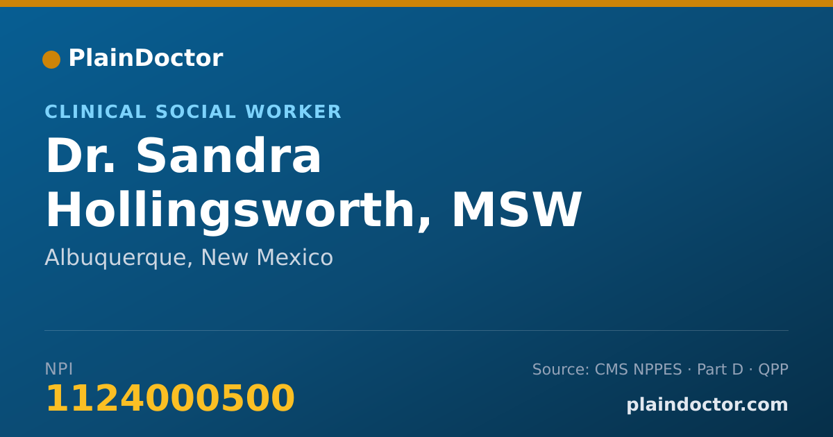Shareable card for Sandra Hollingsworth, MSW - Clinical Social Worker, Albuquerque, NM