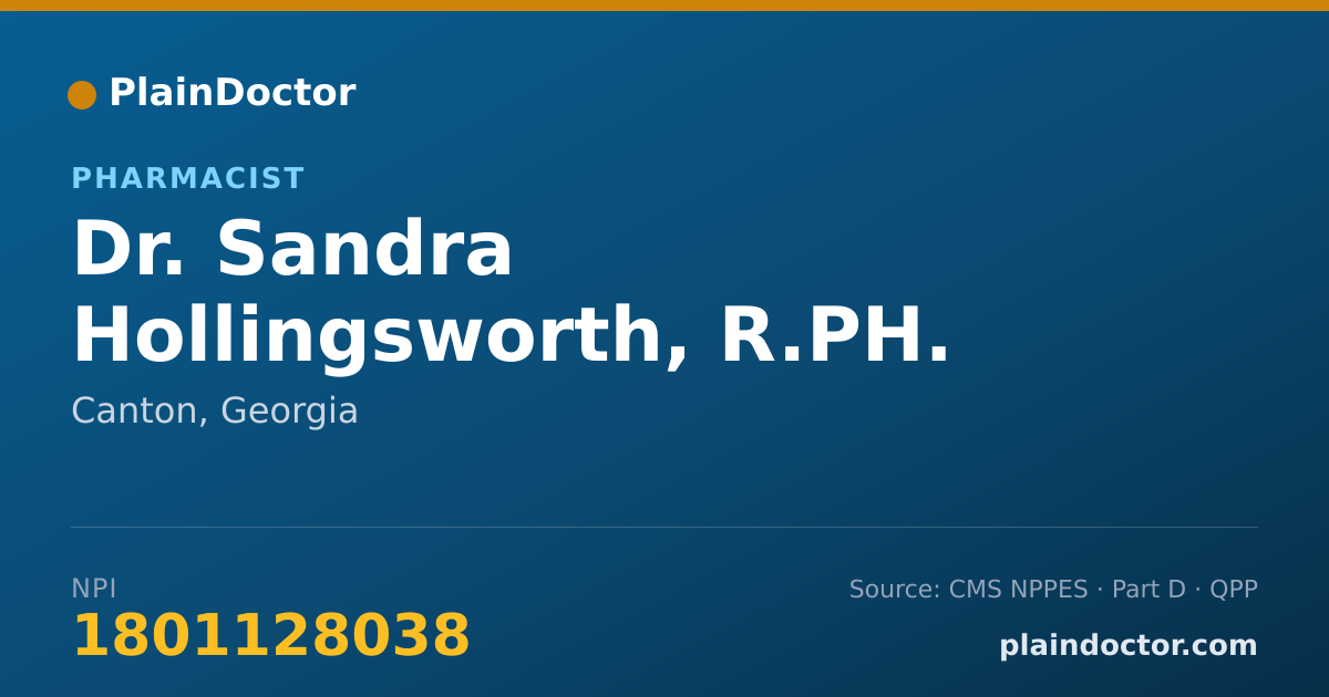 Shareable card for Sandra Hollingsworth, R.PH. - Pharmacist, Canton, GA