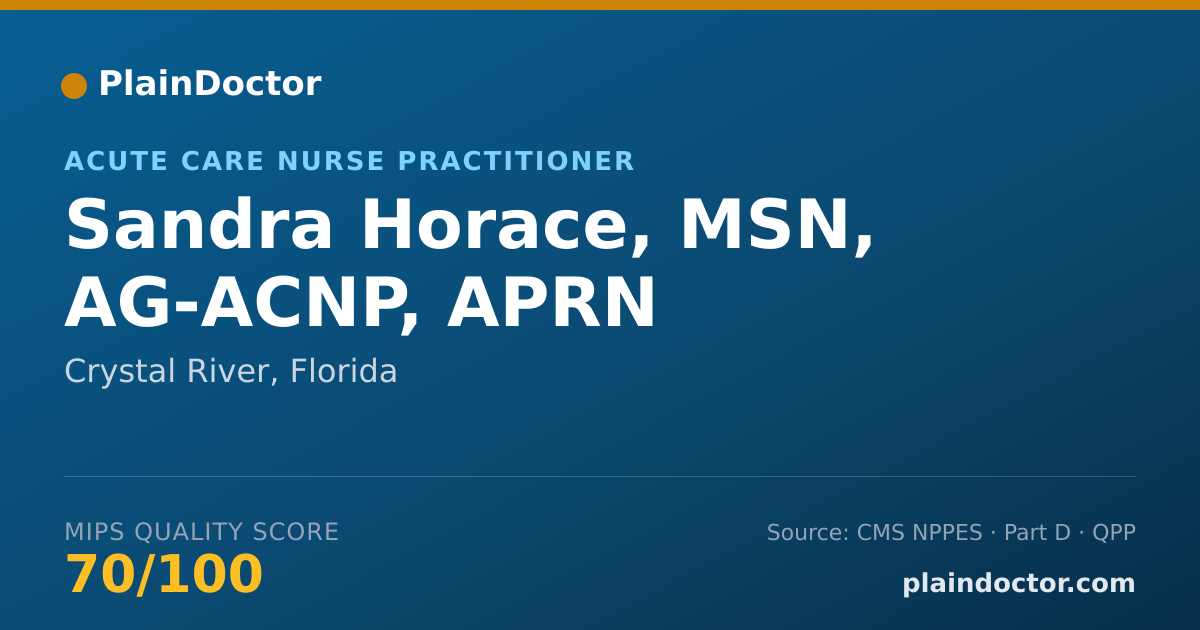 Shareable card for Sandra Horace, MSN, AG-ACNP, APRN - Acute Care Nurse Practitioner, Crystal River, FL
