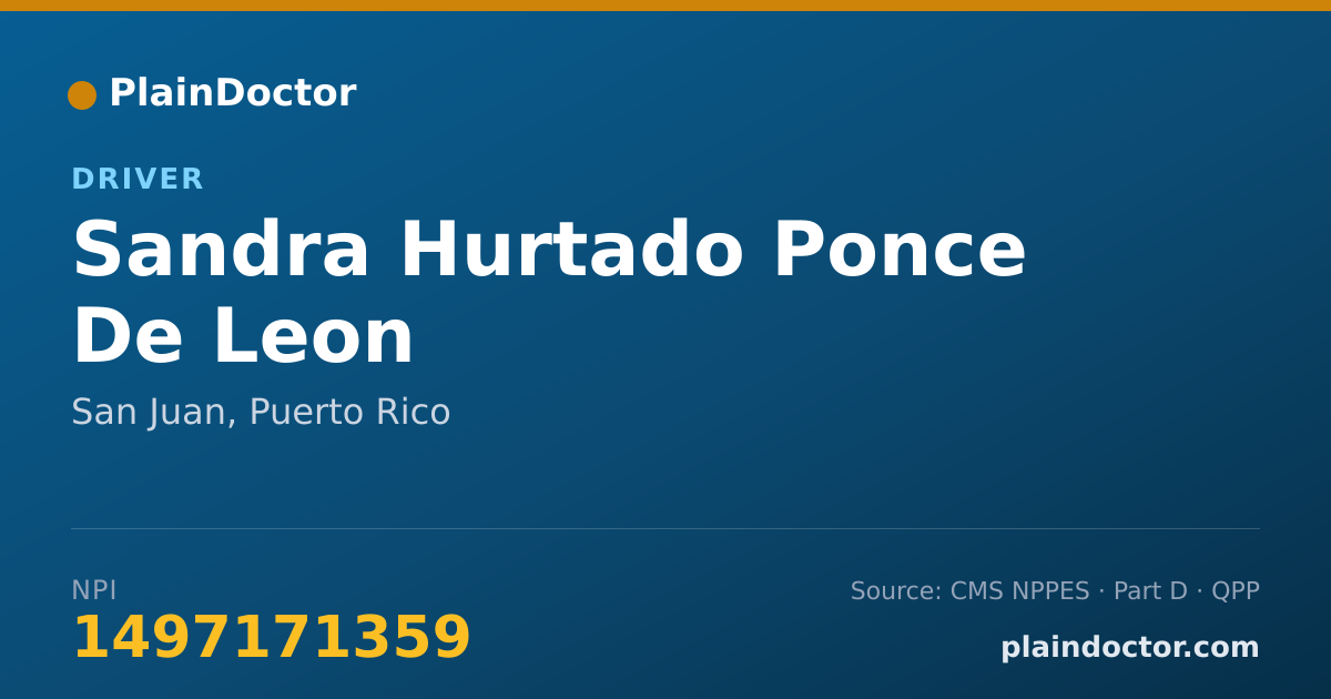 Shareable card for Sandra Hurtado Ponce De Leon - Driver, San Juan, PR