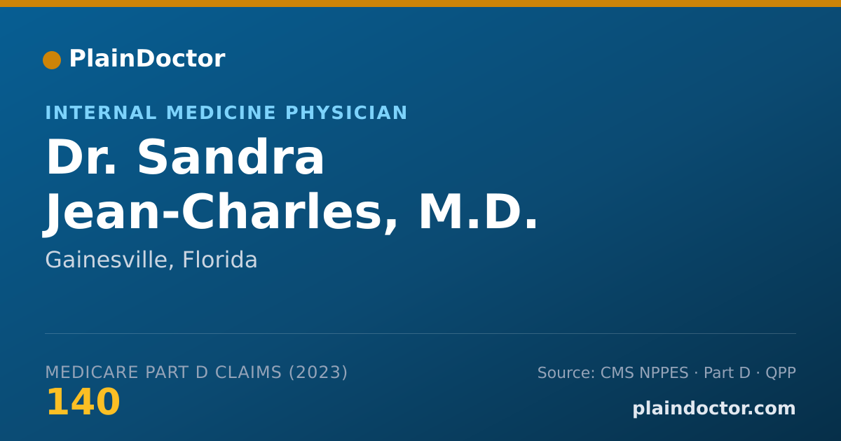 Shareable card for Sandra Jean-Charles, M.D. - Internal Medicine Physician, Gainesville, FL