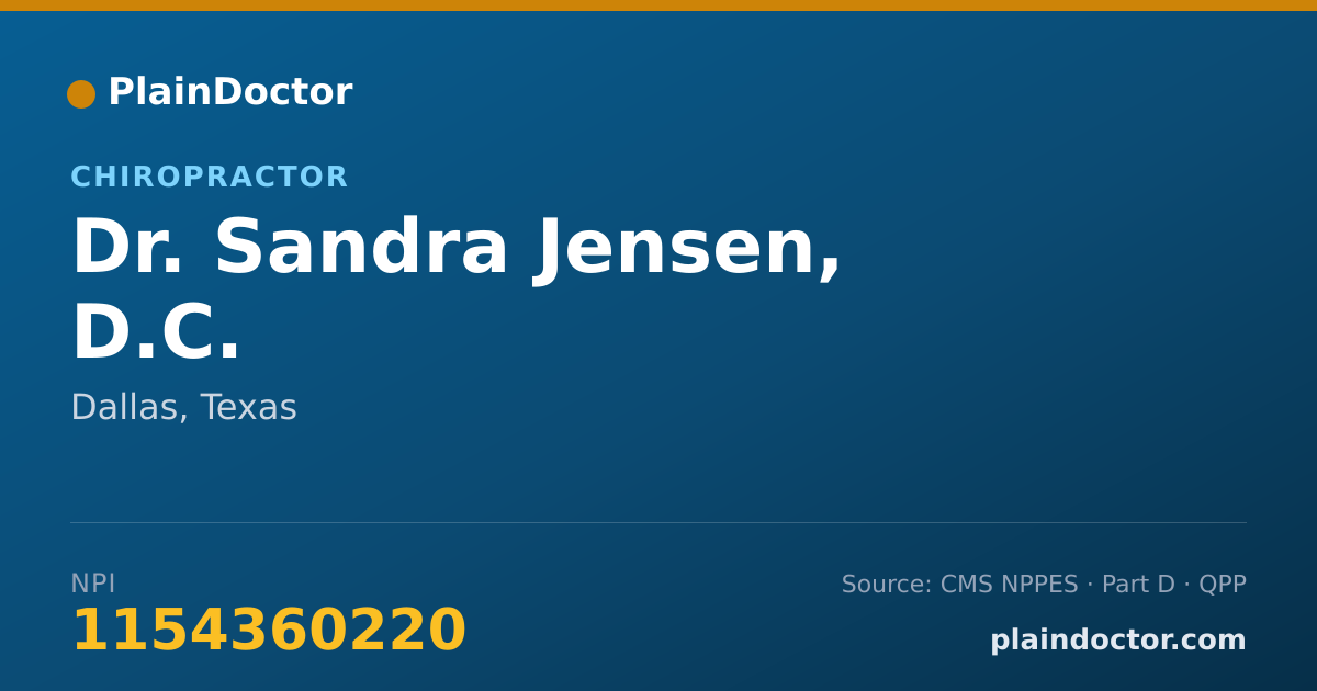 Shareable card for Sandra Jensen, D.C. - Chiropractor, Dallas, TX