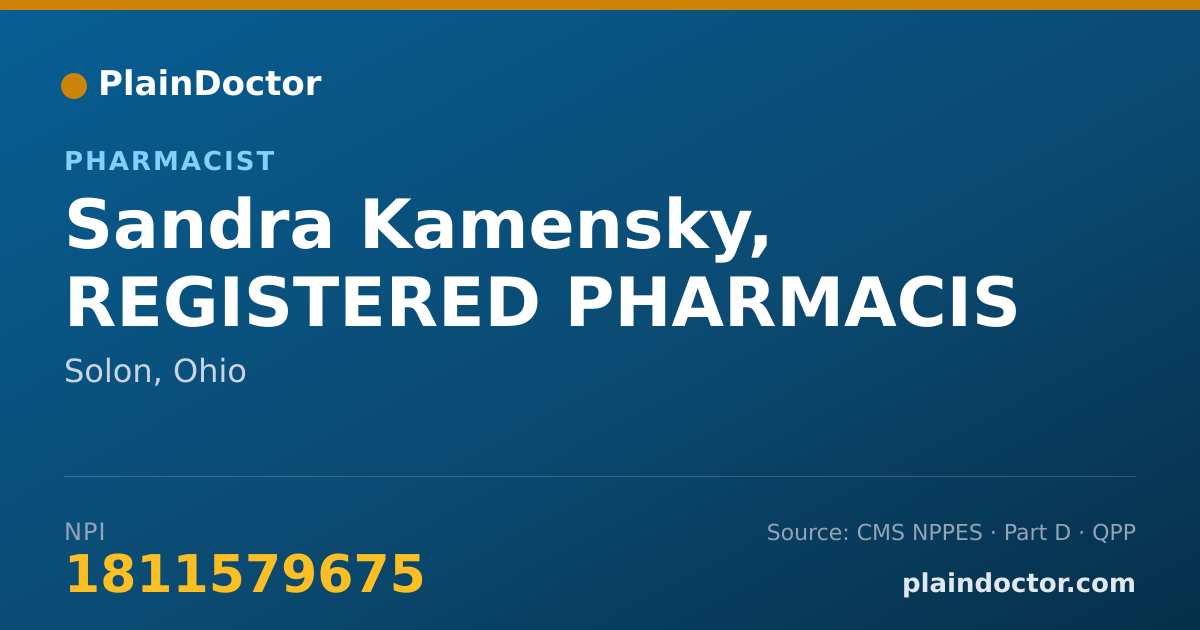 Shareable card for Sandra Kamensky, REGISTERED PHARMACIS - Pharmacist, Solon, OH