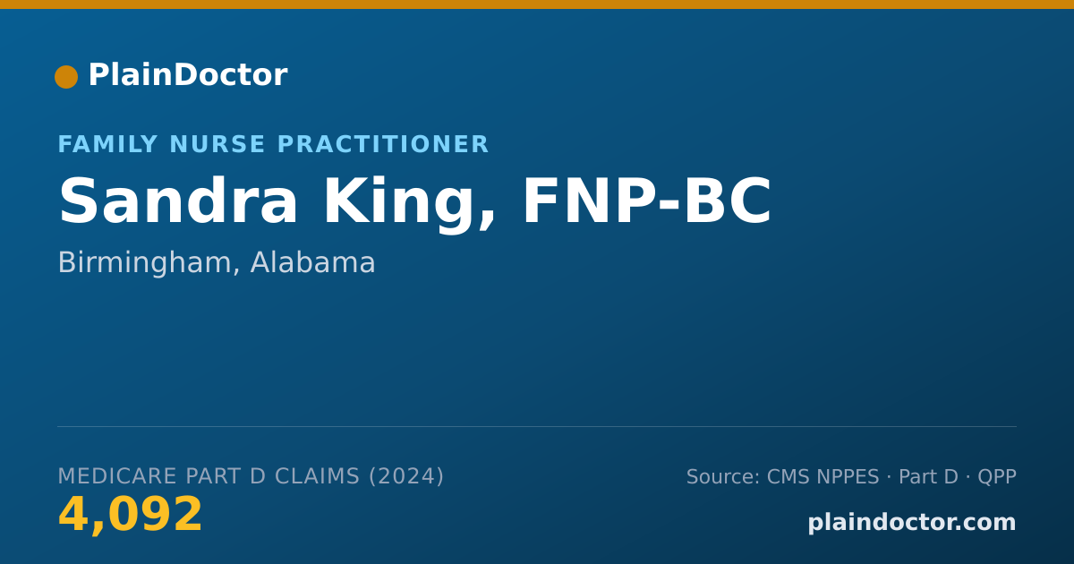 Shareable card for Sandra King, FNP-BC - Family Nurse Practitioner, Birmingham, AL
