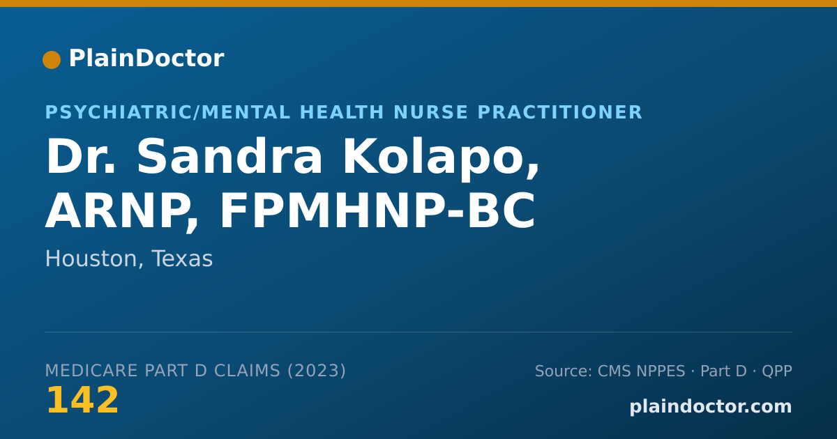 Shareable card for Sandra Kolapo, ARNP, FPMHNP-BC - Psychiatric/Mental Health Nurse Practitioner, Houston, TX