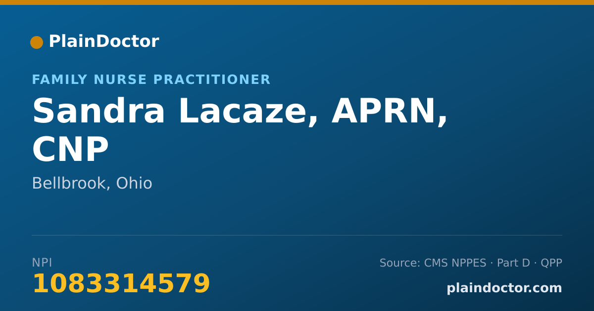 Shareable card for Sandra Lacaze, APRN, CNP - Family Nurse Practitioner, Bellbrook, OH