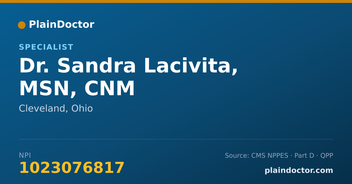 Shareable card for Sandra Lacivita, MSN, CNM - Specialist, Cleveland, OH