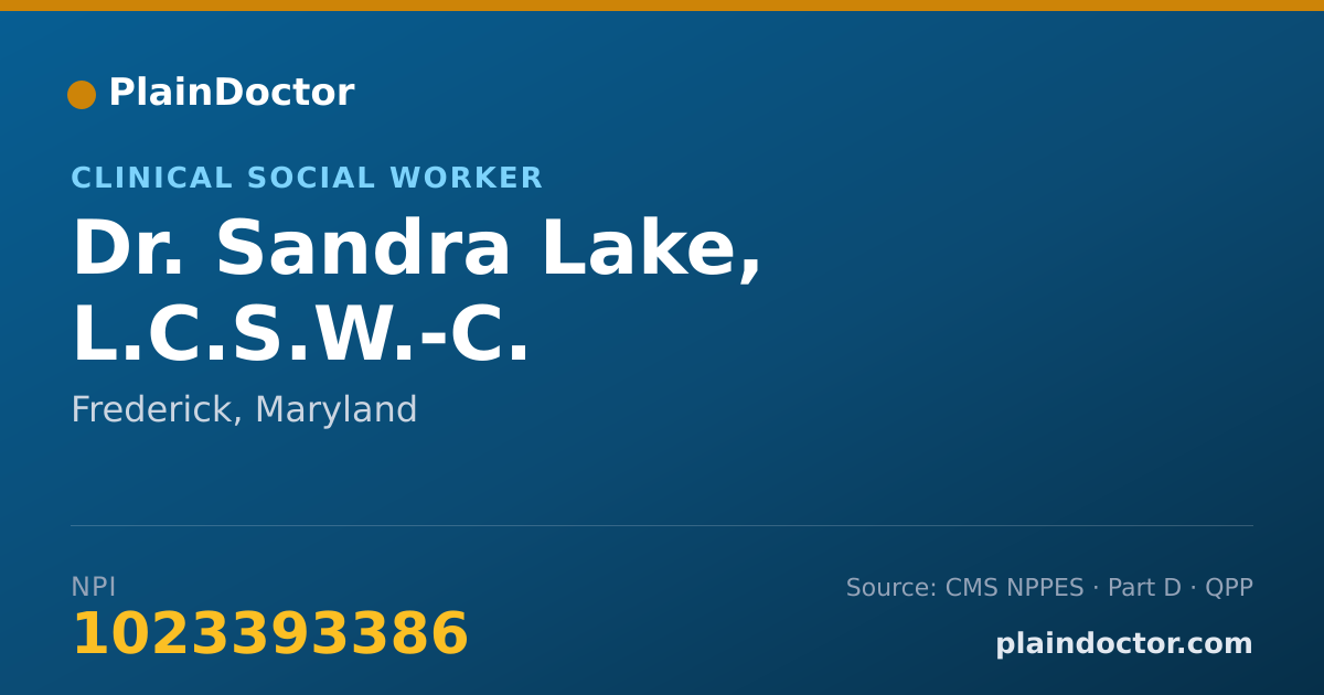 Shareable card for Sandra Lake, L.C.S.W.-C. - Clinical Social Worker, Frederick, MD